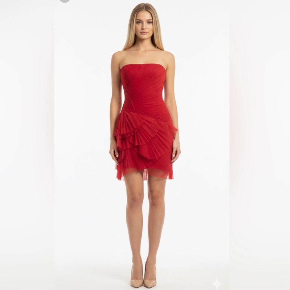 Bcbgmaxazria Runway collection Red pleated dress